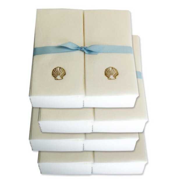 Nature's Linen Disposable Guest Hand Towels Wrapped With A Ribbon - Embossed Shell - image 1