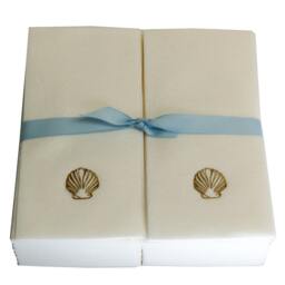 Nature's Linen Disposable Guest Hand Towels Wrapped With A Ribbon - Embossed Shell - thumbnail 2
