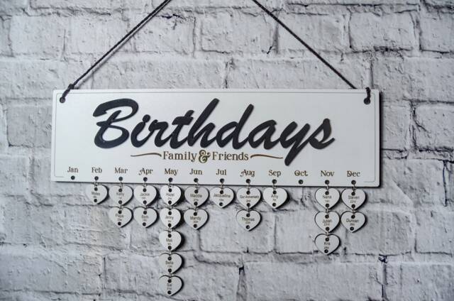 Personalized Birthday & Anniversary Calendar Family Celebrations Board - image 1