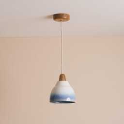 Blue & White Small Element Pendant Light in Ceramic Oak - thumbnail 2