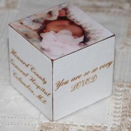 Baby Girl Or Boy Announcement/Soft & Elegant Wooden Blocks Personalized Penelope Wooden Block Hostess Gift Idea - thumbnail 2
