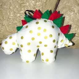 Nerdisaurus Christmas Polkadot Dinosaur Handmade Handsewn Stegosaurus Ornament - thumbnail 4
