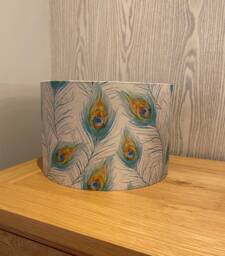 Handmade Lampshade A Beautiful Peacock Feather Print Fabric, Various Sizes Available, Ceiling Or Table Lamp Options - thumbnail 1