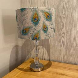 Handmade Lampshade A Beautiful Peacock Feather Print Fabric, Various Sizes Available, Ceiling Or Table Lamp Options - thumbnail 3