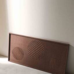 Roundline Wood Wall Art, Geometric Line, 3D Decor, Housewarming Gift, Natural Rustic Minimalist Design Product, Brown - thumbnail 2