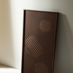 Roundline Wood Wall Art, Geometric Line, 3D Decor, Housewarming Gift, Natural Rustic Minimalist Design Product, Brown - thumbnail 3