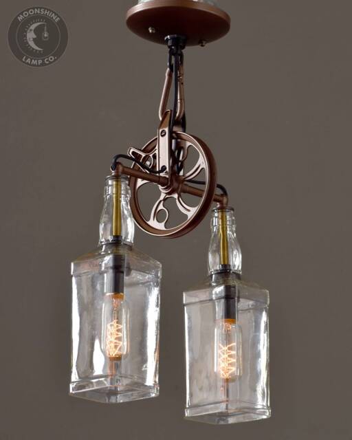 The Carriage House Pendant - Whiskey Bottle Lamp Industrial Light Factory Rustic Modern Decor - image 1