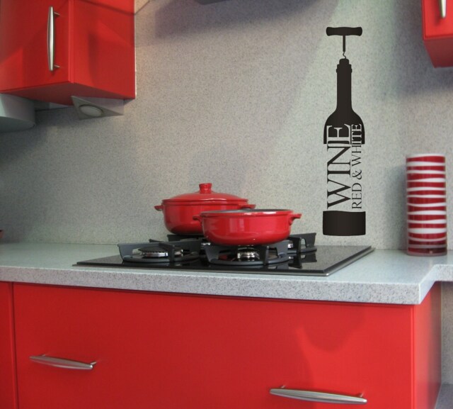 Wine Bottle Decal, Decor, Decorations, Opener, Kitchen Wall Vinyl Sticker, Home Art - image 1