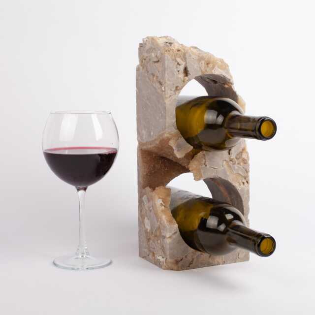 Handmade Travertine Wine Bottle Holder Unique Rack - image 1