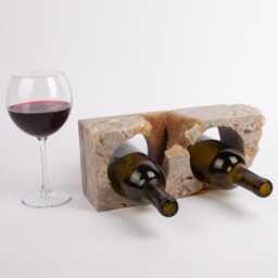 Handmade Travertine Wine Bottle Holder Unique Rack - thumbnail 2
