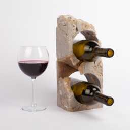 Handmade Travertine Wine Bottle Holder Unique Rack - thumbnail 1