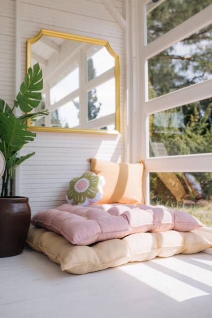 Large Floor Cushion For Reading Nooks & Low Seating, Linen Pillow, Custom Bench - image 1