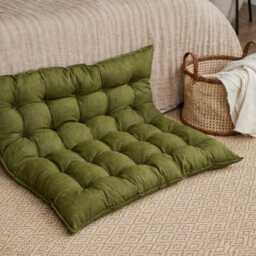 Large Floor Cushion For Reading Nooks & Low Seating, Linen Pillow, Custom Bench - thumbnail 3
