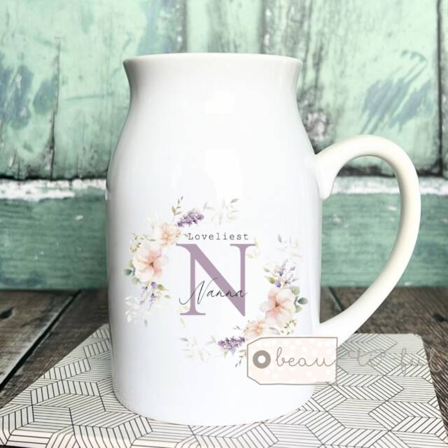 Personalised Loveliest Name Nanna Nanny Mum Auntie Grandma Mama Home Wildflower Floral Ceramic Small Vase Jug Mug Birthday Gift