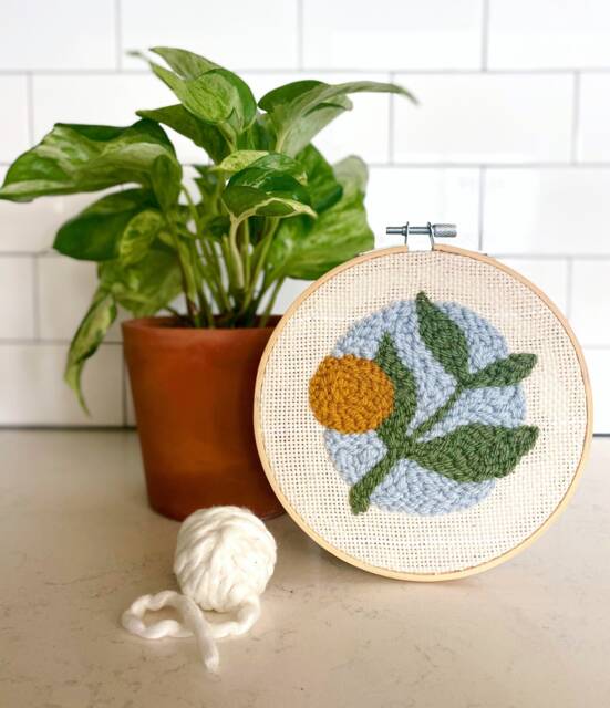 Soft Leaves Punch Needle - Textured Wall Hanging Fiber Art