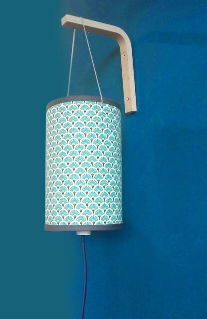 Lamp Light Aqua Blue & Mustard Yellow Art Deco Pattern - image 1