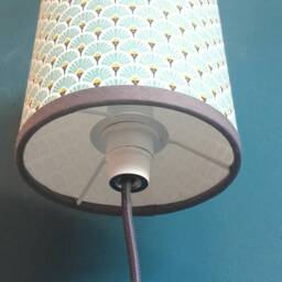 Lamp Light Aqua Blue & Mustard Yellow Art Deco Pattern - thumbnail 3