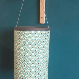 Lamp Light Aqua Blue & Mustard Yellow Art Deco Pattern - thumbnail 4