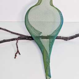 Metal Wire Bird Sculpture Green & Blue Wall Art Home Decor - thumbnail 2