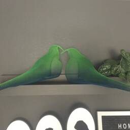Metal Wire Bird Sculpture Green & Blue Wall Art Home Decor - thumbnail 4