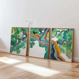 Set Of 3 Rainbow Tree Posters, Colorful Abstract Nature Wall Art, Modern Botanical Prints For Living Room & Bedroom Decor - thumbnail 3