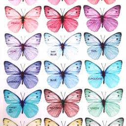 3D Butterfly Wall Decals Pastel Nursery Decor, Wedding Decorations - Set Of 20 - thumbnail 4