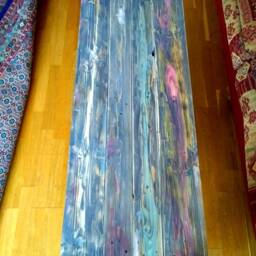 Rustic Wood Industrial Coffee Table Made From Reclaimed Pallet With Hairpin Legs - thumbnail 3