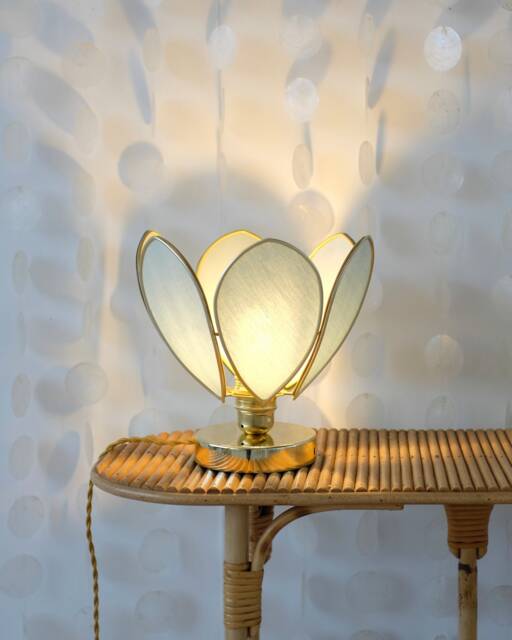 Flower Table Lamp - Sage & Gold - image 1