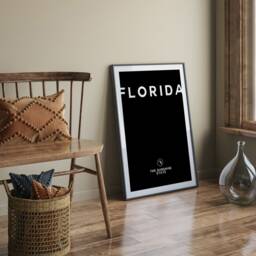 Florida Black & White Typography Wall Art Print - Custom Any Colour Us State United States Of America Usa - thumbnail 2