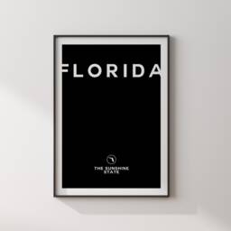 Florida Black & White Typography Wall Art Print - Custom Any Colour Us State United States Of America Usa - thumbnail 3