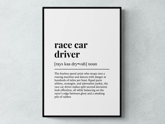 Race Car Driver Funny Definition Sport Gift Wall Art Print - image 1