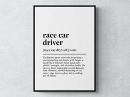 Race Car Driver Funny Definition Sport Gift Wall Art Print - thumbnail 1