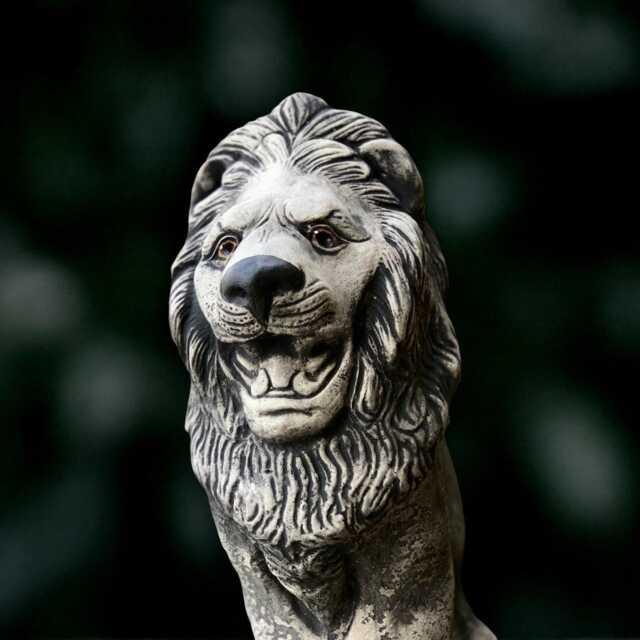 Fantasy Lion Sculpture Concrete Statue Outdoor Animal Decoration Cement Wildlife Ornament Handmade Halloween Decor Lover Gift - image 1