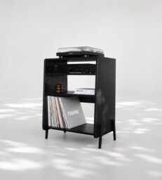 Ginza Premium - Mid Century Modern Record Player Stand, Oak Vinyl Storage Cabinet - thumbnail 1