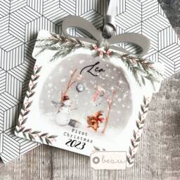 Personalised Baby's First Christmas New Baby Boy Girl Blue Pink Snowman Gift Design Acrylic Present Shaped Ornament Tree Keepsake Bauble - thumbnail 2