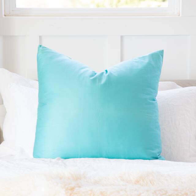 Powder Blue Cotton Throw Pillow Cover, Oblong Lumbar, European Sham - image 1