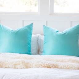 Powder Blue Cotton Throw Pillow Cover, Oblong Lumbar, European Sham - thumbnail 4