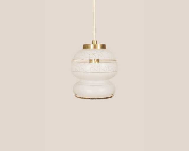Zvonka Vintage Pendant Light Mcm Hanging Handcrafted Glass Lamp Retro Ceiling Fixture Yugoslavia Gold Brass - image 1