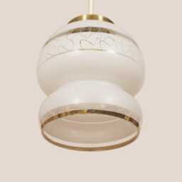 Zvonka Vintage Pendant Light Mcm Hanging Handcrafted Glass Lamp Retro Ceiling Fixture Yugoslavia Gold Brass - thumbnail 3