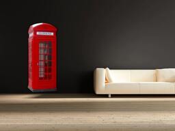 Red Phone Box Full Colour Wall Decal Sticker England British Telephone - thumbnail 1