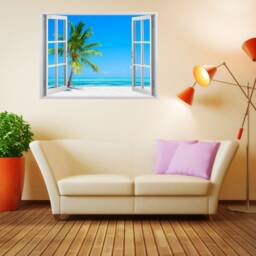 Vinyl Tree Wall Decal, Palm Murals 3D Wall Decor, Vinyl Decals, Stickers, Peel & Stick W25 - thumbnail 2