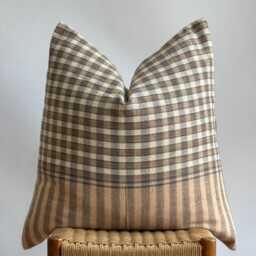 "Handwoven Plaid & Striped Pillow Cover Karen Tribal Fabric - 26"" X 26" - thumbnail 2