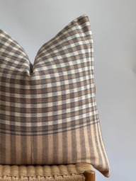 "Handwoven Plaid & Striped Pillow Cover Karen Tribal Fabric - 26"" X 26" - thumbnail 1