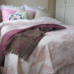 Toile Duvet Cover. French Country Toile Bedding. Floral Print Navy Blue Cotton Queen Cal King Oversize Super King 120x98 Nurdanceyiz - thumbnail 2