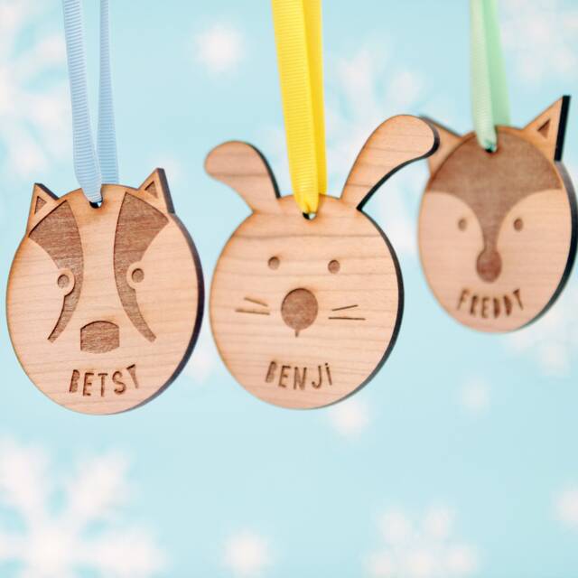 Personalised Wooden Tree Decorations - Christmas Baubles Personalized Gift Ideas For Kids Dinner Table Favours Keepsake Gifts - image 1