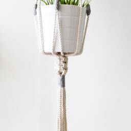 Handmade Macrame Plant Hanger Color Block Hanging Planter, 45 - thumbnail 4