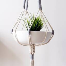Handmade Macrame Plant Hanger Color Block Hanging Planter, 45 - thumbnail 3
