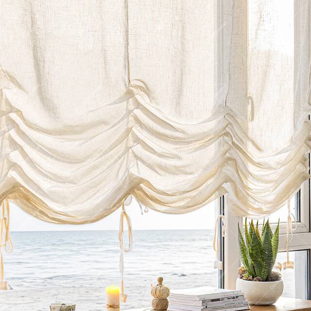 Tie Up Curtain Farmhouse Balloon Shade - image 1