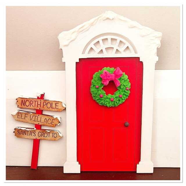 Christmas Fairy/Elf Door With Wreath & Accessories - image 1