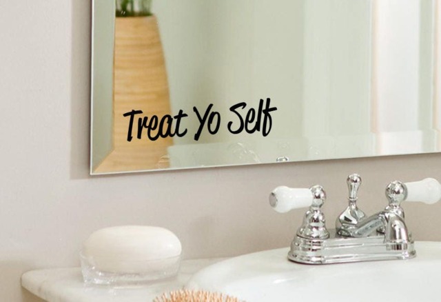 Treat Yo Self - Positive, Inspirational Bathroom, Mirror, Wall Vinyl Decal Sticker, Home Decor. Great Gift Idea - image 1